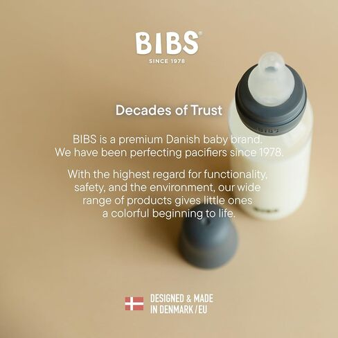 BIBS Plastic Baby Bottle, 150 ml, 1-Pack, Silicone Nipple, Blush | Anti-Colic | Slow Flow | BPA-Free Plastic | Supports Breastfeeding | Made in Denmark | Familiar BIBS Nipple in Kuwait