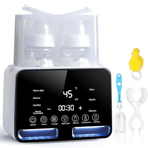 Baby Bottle Warmer All Bottles Water Bath Warming 48H Constant Thermostat Mode, 10-in-1 Milk Warmer Steamer, Preset, Defrost, Double Bottle Warmer Twins for Breastmilk Formula, Heat Baby Food in Kuwait