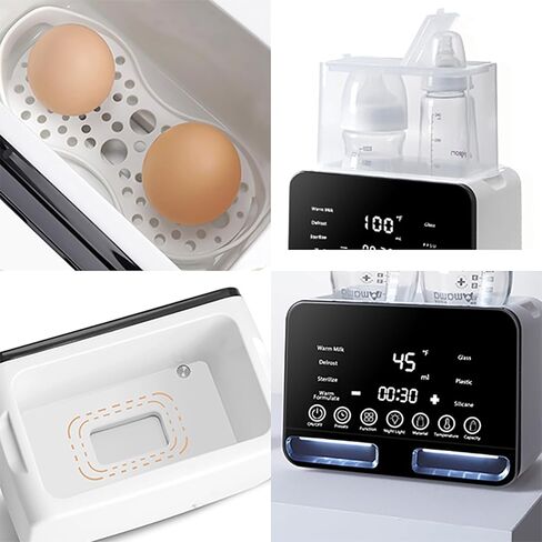 Baby Bottle Warmer All Bottles Water Bath Warming 48H Constant Thermostat Mode, 10-in-1 Milk Warmer Steamer, Preset, Defrost, Double Bottle Warmer Twins for Breastmilk Formula, Heat Baby Food in Kuwait