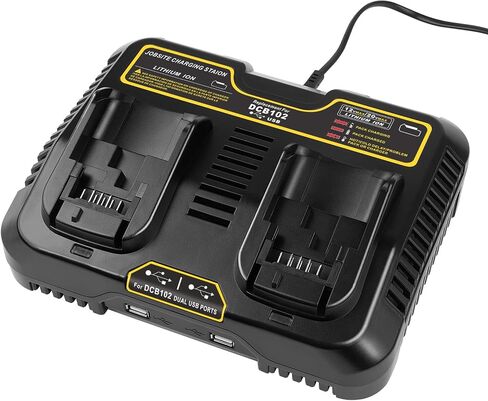 Futurebatt DCB102 Charger Replacement for Dewalt 12V 20V 60V Max Dual Fast Charger Station Battery Charger DCB203 DCB204 DCB205 DCB206 DCB201 DCB120 DCB127 (2 USB Ports) in Kuwait
