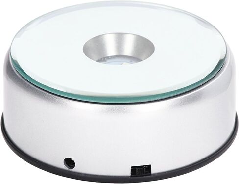 SUNGOOYUE Rotating Display Stand, ABS Glass LED Display Base with 360 Degree Turning, USB Charging 3AA Powered, 9cm Mirror Platform for Cups Crystals Photography in Kuwait