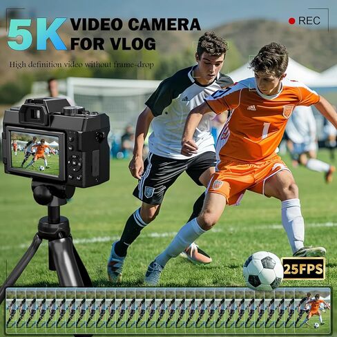5K Digital Cameras for Photography 64MP - 16X Zoom, WiFi, with 64GB TF Card, Macro Lens & Wide-Angle, Autofocus & Anti-Shake, Vlogging Camera for YouTube Travel (Black) in Kuwait