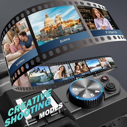 5K Digital Cameras for Photography 64MP - 16X Zoom, WiFi, with 64GB TF Card, Macro Lens & Wide-Angle, Autofocus & Anti-Shake, Vlogging Camera for YouTube Travel (Black) in Kuwait