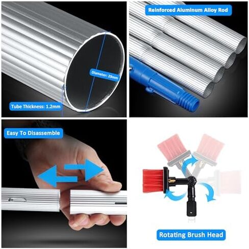 Solar Panel Cleaning Brush & Pole Kit - 5-12m Water Fed Pole with 30/50cm Brush for Outdoor Window Cleaning, Solar Panel Maintenance, and Easy Reach Cleaning Solutions in Kuwait