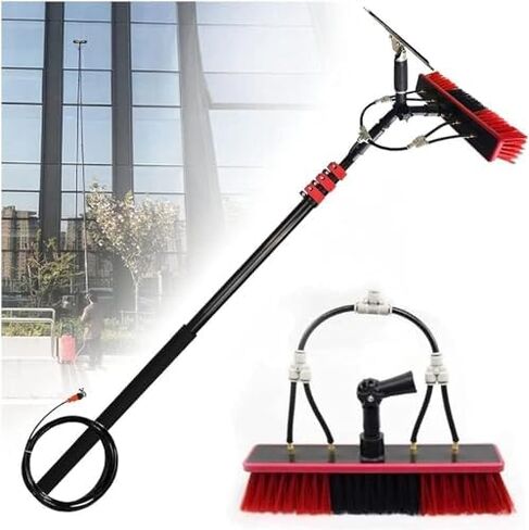 Telescopic Glass Cleaning Brush Kit3.611M Water Fed Pole for Solar Panel & Window Cleaning Rotating Brush for Efficient Photovoltaic Panel Maintenance in Kuwait