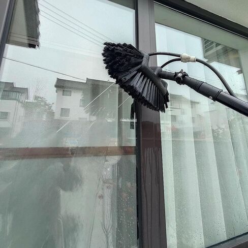 36FT Solar Panel Cleaning Brush with Water Inlet Rod, Telescopic Expandable Window Cleaner, Perfect for 6-12m Roof & Photovoltaic Panel Maintenance in Kuwait