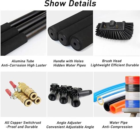 36FT Solar Panel Cleaning Brush with Water Inlet Rod, Telescopic Expandable Window Cleaner, Perfect for 6-12m Roof & Photovoltaic Panel Maintenance in Kuwait