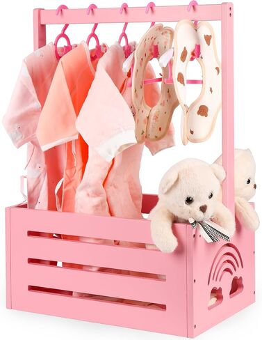 Wooden Baby Shower Crate Closet – with Handle, Smooth Surface & Round Edges – Textured Natural Wood - New Born Welcome Gift Hamper for Boys & Girls - Pregnancy Gifts for New Parents (Baby Pink) in Kuwait