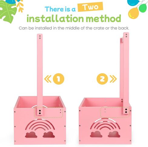 Wooden Baby Shower Crate Closet – with Handle, Smooth Surface & Round Edges – Textured Natural Wood - New Born Welcome Gift Hamper for Boys & Girls - Pregnancy Gifts for New Parents (Baby Pink) in Kuwait