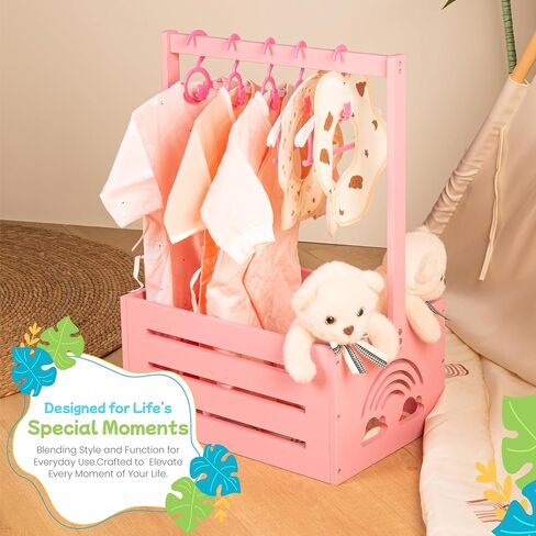 Wooden Baby Shower Crate Closet – with Handle, Smooth Surface & Round Edges – Textured Natural Wood - New Born Welcome Gift Hamper for Boys & Girls - Pregnancy Gifts for New Parents (Baby Pink) in Kuwait
