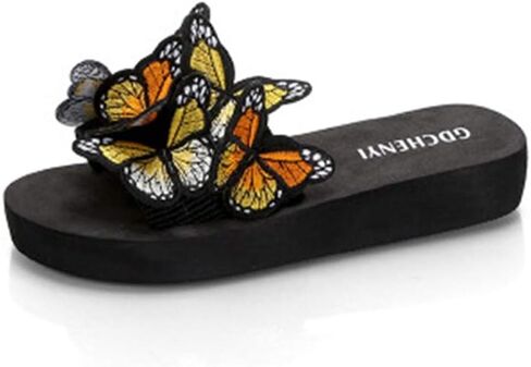MIOKE Summer Flat Slide Sandals For Womens Butterfly Platform Low Heel Comfy Nonslip Casual Beach Sandals in Kuwait