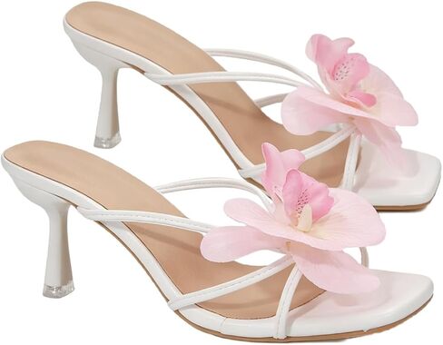 MakeMeChic Women's Flower Kitten Heels Floral Summer Beach Sandals in Saudi Arabia