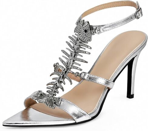 Strappy الكعوب للنساء خنجر صندل كعب عالٍ هيكل السمكة حجر الراين أشار المفتوحة تو فستان مثير حفل زفاف المصارع الكعوب in Kuwait