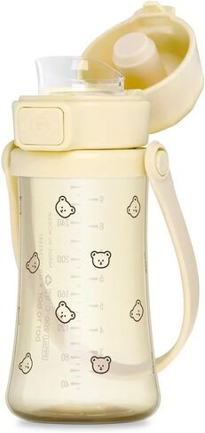 GROSMIMI Stainless Steel Toddler Tumbler, 24M+, Spill-Proof, 10oz (Bear) | Flip-Top | Insulated Vacuum Flask | SUS 316 | Slow Flow Drinking Tip | 24+ Months | Removable Carry Strap | BPA-Free | 300ml in Kuwait