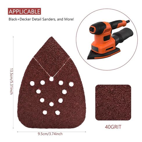 40 Grit Mouse Sander Sandpaper, 50PCS Sanding Pads for Mouse Palm Sanders, Hook and Loop Sandpaper, Triangle Sanding Pads for Black and Decker Mouse Sanders and Many Other Palm Sanders (40 Grit) in Kuwait