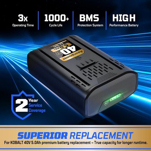 Replacement Kobalt 40V Battery 5.0Ah 1 Pack for KB-540-06/KB440-06/KB240-06 Series | 40V MAX Lithium-Ion Battery | Compatible with 40v Kobalt Cordless Power Tools | Fast Charging & Extended Runtime in Saudi Arabia