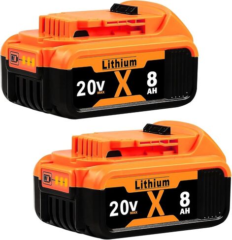2 Replacement for Dewalt 20V Max Battery:8.0Ah Lithium Batteries | Compatible with Dewalt DCB200 Cordless Power Tools for Craft Woodworker Gardening Work 2 Pack in Kuwait