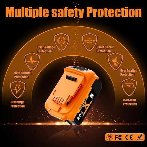 2 Replacement for Dewalt 20V Max Battery:8.0Ah Lithium Batteries | Compatible with Dewalt DCB200 Cordless Power Tools for Craft Woodworker Gardening Work 2 Pack in Kuwait