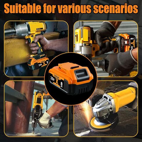 2 Replacement for Dewalt 20V Max Battery:8.0Ah Lithium Batteries | Compatible with Dewalt DCB200 Cordless Power Tools for Craft Woodworker Gardening Work 2 Pack in Kuwait