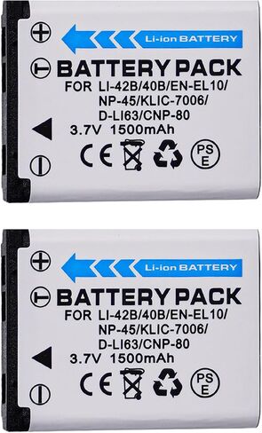 (Upgraded) Replacement Battery for NP-45 (1500mAh) Compatible with Fujifilm NP-45A, NP-45B, NP-45S FinePix XP20 XP30 XP50 XP60 T500 T510 T550 JX520 JX550 JX700 JX710 JZ700 J100 J120 J210 J250 in Kuwait
