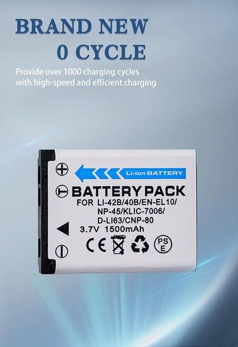 (Upgraded) Replacement Battery for NP-45 (1500mAh) Compatible with Fujifilm NP-45A, NP-45B, NP-45S FinePix XP20 XP30 XP50 XP60 T500 T510 T550 JX520 JX550 JX700 JX710 JZ700 J100 J120 J210 J250 in Kuwait