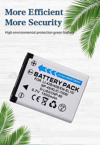 (Upgraded) Replacement Battery for NP-45 (1500mAh) Compatible with Fujifilm NP-45A, NP-45B, NP-45S FinePix XP20 XP30 XP50 XP60 T500 T510 T550 JX520 JX550 JX700 JX710 JZ700 J100 J120 J210 J250 in Kuwait