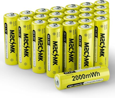 24 Pack Rechargeable AA Lithium Batteries | Double A Batteries, 1.5V Constant Voltage, for Blink Outdoor Cameras & Xbox Controllers, Ideal for High-Drain Devices in Kuwait