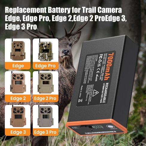 7000Mah Rechargeable Battery for Edge Trail Camera Lithium-Ion Battery | Compatible with Moultrie Edge, Edge PRO, Edge 2, Edge 2 PRO,Edge 3,Edge 3 PRO Pack of 2 in Saudi Arabia