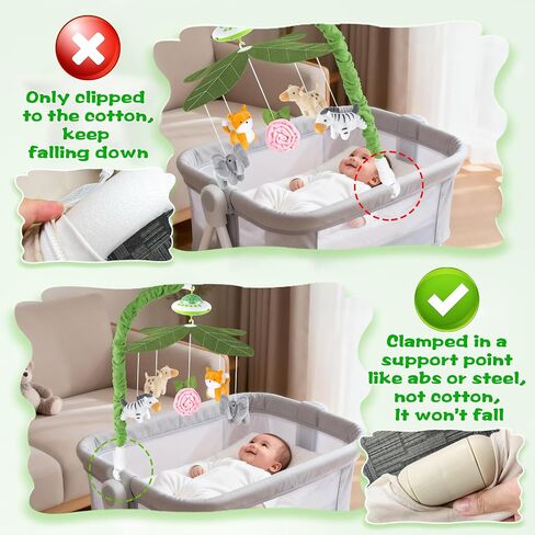 Baby Crib Mobile with Music and Lights, Nursery Baby Mobile for Crib Bassinet with Remote Control, Rotation, Starlight Projection, Crib Toys for Babies Boys Girls Green in Saudi Arabia