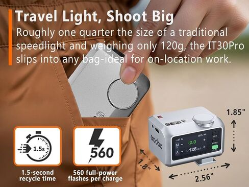 Godox iT30 pro N TTL Mini Flash - GODOX iT30Pro N for Nikon - GoDOx IT30 Pro for Nikon GodOX TTL Flash, Wireless Master & Receiver, HSS 1/8000 Second, 2.4G Wireless, GodOX Flash Silver in Kuwait