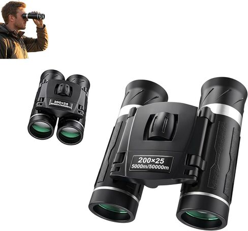 200x25 Compact Binoculars for All Ages – High-Powered Mini HD Optics | Waterproof, fog-proof, durable rubber, for bird watching, hunting, travel, concerts, sightseeing, camping, hiking, outdoor in Kuwait