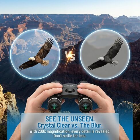 200x25 Compact Binoculars for All Ages – High-Powered Mini HD Optics | Waterproof, fog-proof, durable rubber, for bird watching, hunting, travel, concerts, sightseeing, camping, hiking, outdoor in Kuwait