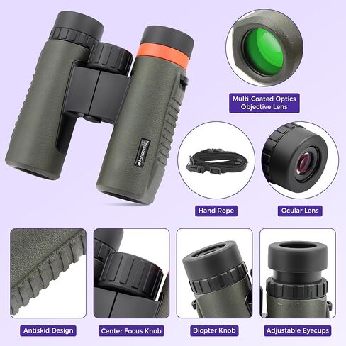 Astromania 10x26 Waterproof Compact Binoculars for Traveling, Wildlife, Camping and Sport Games, Theater and Concerts, Bird Watching in Kuwait