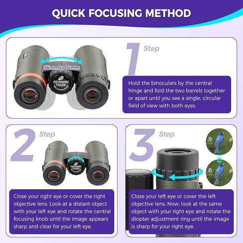 Astromania 10x26 Waterproof Compact Binoculars for Traveling, Wildlife, Camping and Sport Games, Theater and Concerts, Bird Watching in Kuwait