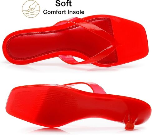 Women Kitten Heeled Sandals Waterproof Thong Flip Flops Memory Foam Comfort Insole Summer Quick Dry Casual Pool Beach Shoes Red Size 7 in Kuwait