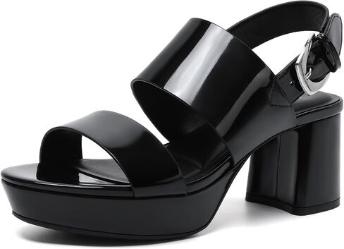 RIBONGZ Women's Platform Heels Block Chunky Platform Heel Sandals Open Round Toe Heeled with Ankle Strap Comfortable Sexy Elegant Heels Wedding Party Evening Prom Dance Dress Shoes for Women Dressy in Kuwait