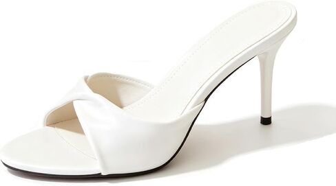 Women's Satin Stiletto Heeled Sandals Fashion Open Pointed Toe Slip On High Heels Mules Formal Backless Slide Pumps for Party Prom Dress Shoes in Kuwait