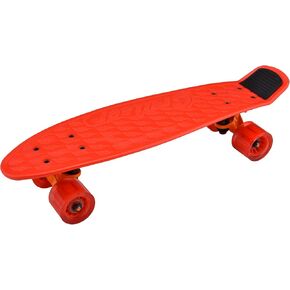Standard Skateboard Mini Cruiser - 6'' PP Deck Complete Double Kick Skate Board w/ 3.25" Aluminum Alloy Truck, PU Wheels w/LED Light - for Kids, Teens, Adults (Red) in Kuwait