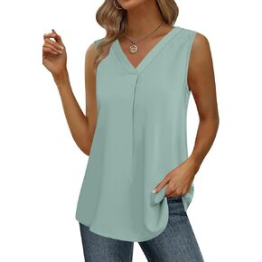 Yincro Womens Summer Sleeveless Tank Tops Casual V Neck Blouse Shirt