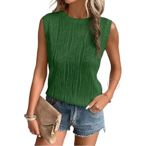 EVALESS المرأة الصيف تانك القمم Crewneck أكمام متموجة محكم الأساسية تي شيرت تي شيرت البلوزات