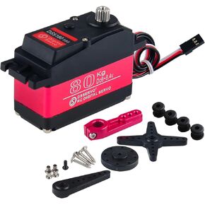 80KG RC Servo Large Size High Torque Digital Servo Stainless Steel Gear Motor Steering DS5180 for 1/5 RC Car/RC Crawler/Robot/Boat, with 18T Servo Horn, Control Angle 270°