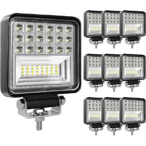 LED Work Lights for Truck,10PCS 4INCH 126W Square LED Light Pods,Spot&Flood Combo Beam Light Off Road Light Driving Light Boat Light for Truck Pickup SUV ATV UTV 4WD Tractor
