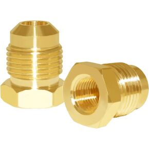Joywayus 2PCS 3/8" Tube OD to M10*1 Female Reducing Bushing SAE 45 Degree Flare Tube Fitting Brass Pipe Fitting Reducer Adapter