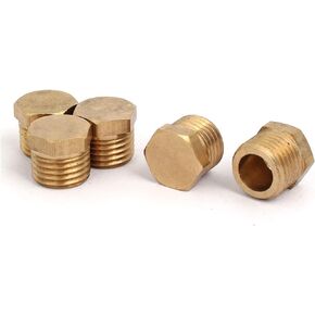 uxcell 5 Pcs 1/4BSP Male Thread Brass Hex Head Pipe Plug Connector Fitting