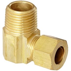 Anderson Metals - 50069-0606 50069 Brass Compression Tube Fitting, 90 Degree Elbow, 3/8" Tube OD x 3/8" NPT Male Pipe