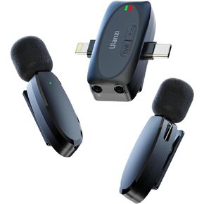 Ulanzi Mini Microphone Wireless Lavalier Microphones for iPhone, Android and Camera- 2.4G Cordless Double Mics with Noise Reduction-6H Duration Professional Video Recording Lav Mic for Interview, Vlog