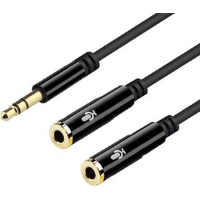 AGD محول ميكروفون مزدوج احترافي لـ 3.5 مم TRS 2 حلقتين 3 دبابيس Lavalier Mini Lav ميكروفونات ذكر إلى 2 أنثى متوافقة مع Rode Wireless Go Zoom Tascam GoPro Mediamod DSLR Canon Nikon Sony in Kuwait