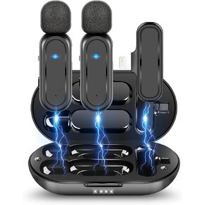 VEVARUN 2 Pack Wireless Lavalier Microphone for iPhone iPad with Charging Case - 7H Clip on Lapel Microphone Wireless for Video Recording Vlogging, YouTube, Interview, 3 Mode Denoise, 70ft in Kuwait