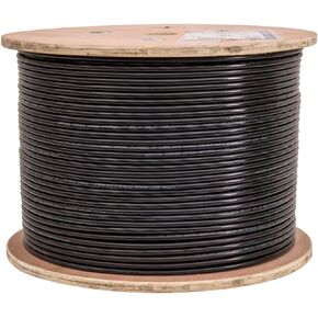 Vertical Cable Cat6, UTP, Gel Filled (Flooded Core), Direct Burial, 1000ft, Black, Bulk Ethernet Cable