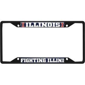 FANMATS 31252 Illinois Illini Metal License Plate Frame Black Finish